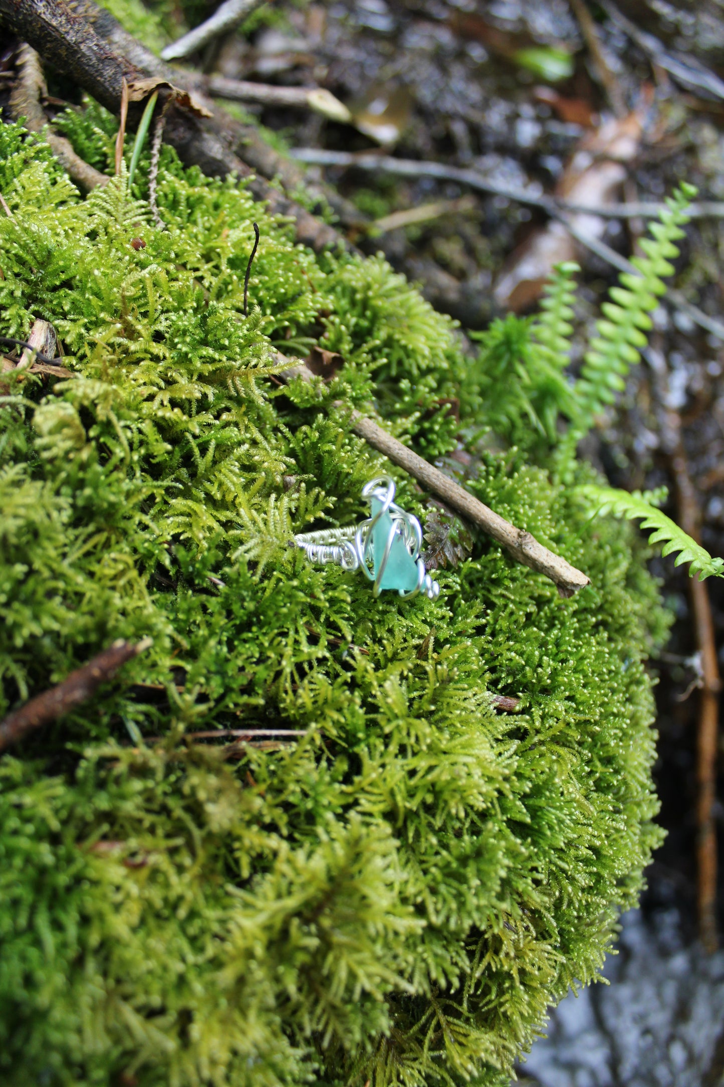 Turquoise Blue Sea Glass Silver Ring